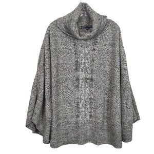 Brixton Ivy Gray Marled Knit Cowl Neck Poncho Sweater S/M Women’s Oversized